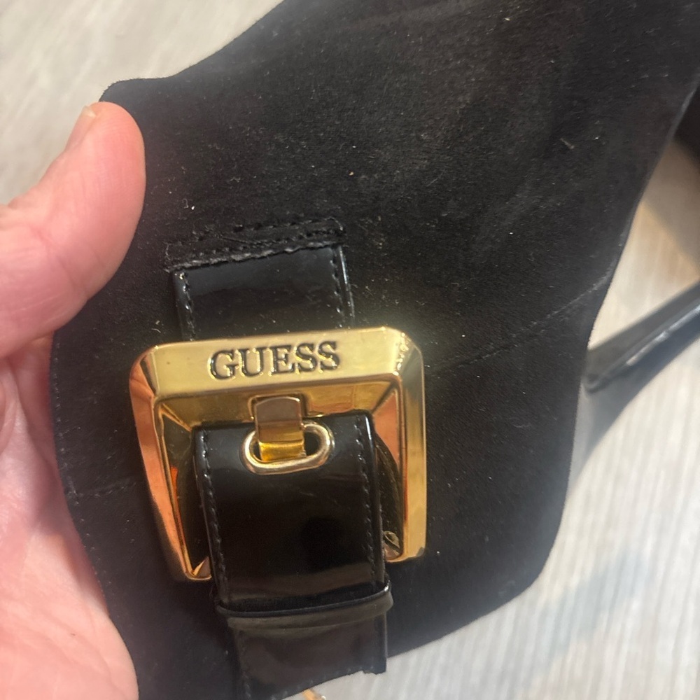 Guess Black Peep-Toe Heeled Boots - Picture 2 of 4